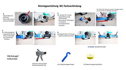 IBC Tankverbindungsset 3 IBC Tanks DN 32 Auslauf 3/4″ Kugelauslaufhahn - 2