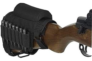 Gexgune Tactical Gun Fucle Buttstock, Caccia Shooting Tactical Cheek Rest Pad Munizioni Pouch con 7 Shells Holder Buttstock Cheek Rest Riser Cartridges Carrier Holder Case (4 Colori opzionali)