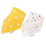 Comcrib 2er SET Dreieckstuch Baby Lätzchen mit Druckknöpfen Auskleidung für 0-5 Jahre aus 100% Baumwolle
