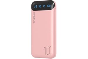 YOBON Power Bank 10000mAh Chargeur Portable Batterie Externe avec 2 Sorties USB 2,4 A et Entrée USB C Compatible avec Huawei iPhone 12 11 X iPad Samsung Galaxy S20 Android Tablette Plus (Rose)