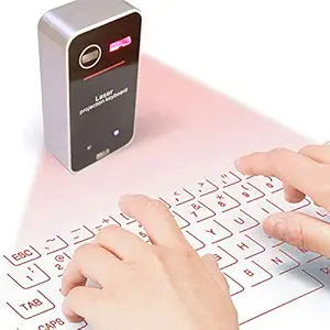 Microware Wireless Mini Projection Virtual Bluetooth Laser Keyboard for Smart Phone Tablet PC Laptop (Silver)