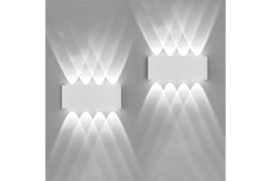 FUPE 2 Pack Applique Murale Extérieur/Intérieur LED Appliques Extérieure 16W 1600lm ip65 imperméable moderne en aluminium up and down applique lumineuse spot Lampe Murale(blanc 6500k lumière froide)