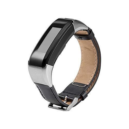 Preisvergleich Produktbild Wokee Lederarmband Ersatz Armband Zubehör für Garmin Vivosmart HR + (Schwarz)