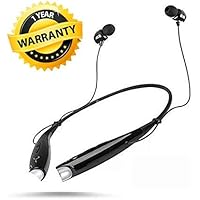 CROGIE® HBS-730 Wireless Bluetooth Headset Sports Neckband Joggr Bluetooth Headphone Sweatproof with Noice Cancelling Mic Handfree deep Bass Earphones Support for All Smartphones (Black)