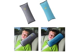 E EBETA 2Pcs Siège enfant Kid véhicules de ceinture harnais d'épaule Auto Voiture Coussin Ceinture de Sécurité Amovible Lavable et Pratique (gris & bleu)