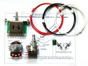 250K Telecaster Guitar Push/Pull Combo Wiring Kit Full Size Pots