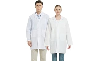 UNAKU Blouse Blanche,Blouse de Laboratoire, Blouse de médecin Unisex, Blouse de médecin pour Femme Hommes, Adaptée aux étudiants, Laboratoire Scientifique, Infirmière, Cosplay