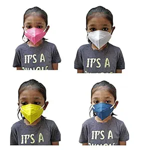 KIARVI GALLERY Kids n95 mask for Kids Anti-Pollution Face masks for Kids, 5 Layers Protection With Melt blown Fabric Kids Mask ( Pack of 4 Multicolor)