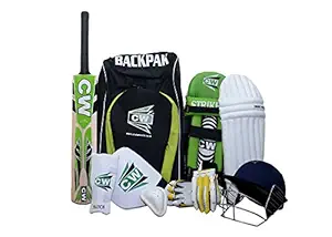 CW Bullet Kids Junior Cricket Kit ( Green White Black , Size 4, 8-9 Years Old )