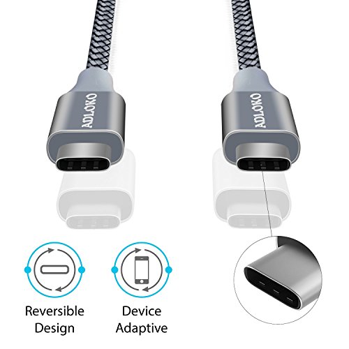 C  ble Type C  ADLOKO  lot de 2  C  ble USB-C vers USB-C 3 0 C  ble 2M  6 6ft  tress   Double Nylon pour Appareils USB de type C  y compris le nouveau MacBook  Samsung Note 8   S8  Samsung Note 8   S8