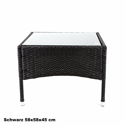 Polyrattan Tisch – versch. Größen Beistelltisch Rattan Teetisch Gartentisch Terrasse (58x58x42 cm, Schwarz) - 5