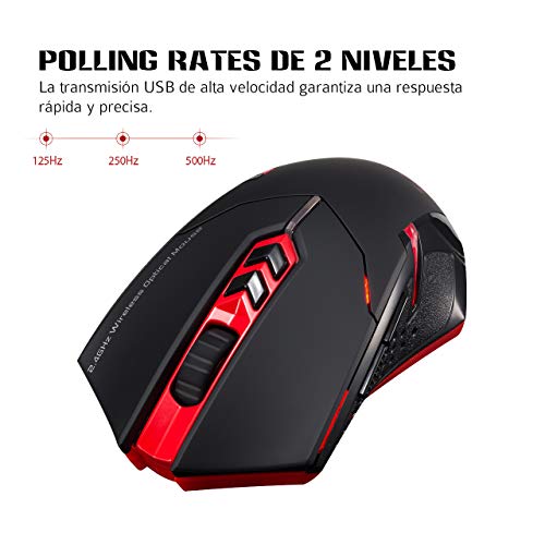VICTSING Rat  n Gaming Inal  mbrico 2 4G USB con Clic Silencioso    Versi  n Actualizada     2400 dpi 5 Niveles con 7 Botones y Retroiluminado Respiraci  n  Dise  o de Ahorro de Energ  a para Windows Mac MacBook Linux