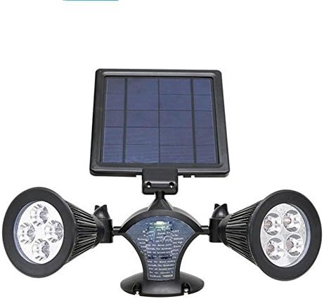 YMXJB Super Bright Solar Powered 8 LED Spotlight Waterproof Larger Panel and 2 Light Update Version with 360 ° Illuminate Your Garden Courtyard Driveway Pathway Lawn (Mount to Wall Stake)