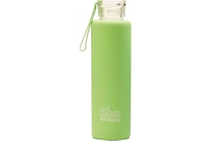 BBO IRISANA Irisana - Botella de Agua - Garrafa Deportiva de Cristal con Asa para Gimnasio - Borosilicato y Silicona - Colección Bbo