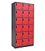 Produktbild Schließfachschrank Wertfachschrank Fächerschrank Spind Umkleideschrank 18 Fächer Rot/Schwarz (185 x 90 x 45 cm)