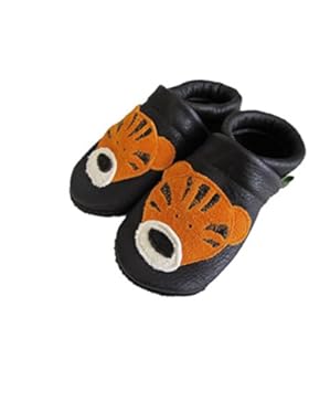Nilsson´s® Lederpuschen Jungen Tiger Braun hergestellt in Deutschland pflanzlich gegerbt Krabbelschuhe Babyschuhe...