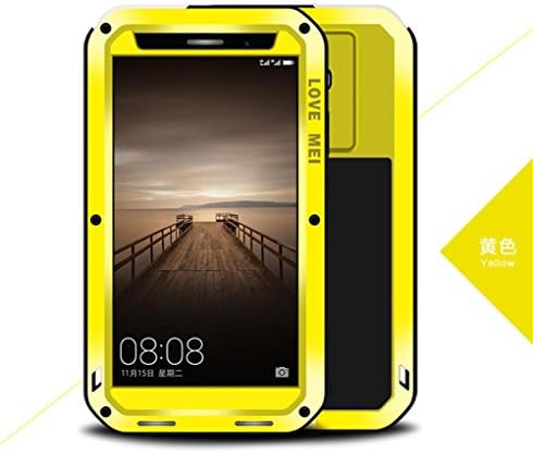 Hua Wei Mate 9 Case,LOVEOURS,Powerful for Hua Wei Mate 9 Cases,Shockproof Dustproof Water Resistant Case Heavy duty military metal Cases Toughened Gorilla glass cover for Hua Wei Mate 9 Super Shake Silicone Edge Super zinc alloy (Hua Wei Mate 9, Yellow)
