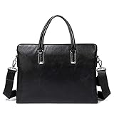 Laptoptasche Aktentasche Schulter Messenger Bag, Männer Aktentasche multifunktionale Leder Portable große Kapazität Handtasche Messenger Schulter Laptop Tasche für Business