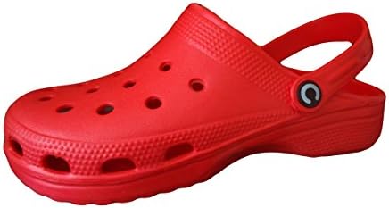 Clogs Garden Nurse Hospital Beach Kitchen Lightweight Holiday Rubber Slip On Cloggis Flats (SIZE UK 3, Red)