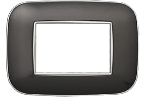 ZOREI Placca Compatibile Con Bticino Axolute, Modello Orbis Serie Ovale (3 Posti/Moduli, Acciaio Scuro)