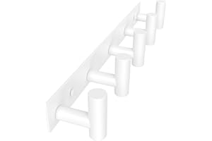 WUIVIUT Heavy Duty Hook Clothes Rack Stainless Steel T-Shape Coat Hook, 14.76 Inch Coat Hooks for Wall Mounted, 37.5 cm Stainless Steel Door Hooks Screw in (White,5 Hook)