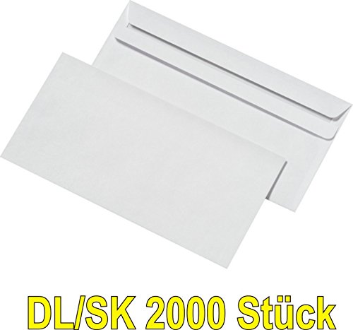 Preisvergleich Produktbild 2000 Stück Briefumschläge DIN lang SK weiß 110x220m Versandtaschen TOP DL