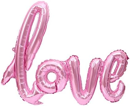 HIMM 42.5 inch Love Word Balloon,Banner Balloon,Valentines Day Decorations and Gift,Rose Gold Latex Balloons,Wedding Bridal Shower Anniversary Engagement Party Decoration(1pcs) (Pink)