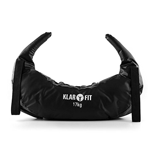 Klarfit Bull Boost Bulgarian Bag Sandsack (Gewicht, Koordinations- Kraft- und Ausdauer-Training, 3 Haltegriffe, 2 Schlaufen, Kunstleder, gepolstert) 8, 12 oder 17 kg - 3