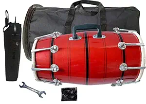 GT manufacturers Wooden Musical Dholak Instrument Drum Nuts & Bolt With Kit Carry Bag
