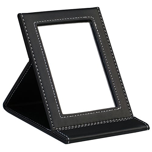 Folding Compact Mirror with Faux Leather Frame - By TRIXES