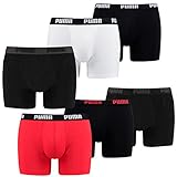 Herren Puma 6 er Pack Boxer Boxershorts Herren Unterwäsche Schwarz, Bekleidungsgröße:L, Farbe:Weiss/schwarz-rot / 120