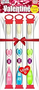 BigBro Toothbrush with Extra Soft Bristle and Cover for Adults Men and Women Valentines Gift Pack (Super Saver Pack of 3)