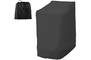 YOUR'S BATH Housse Chaise Jardin Empilables 210D Oxford Imperméable, Couverture de Protection pour Fauteuils Patio Extérieur avec Corde Ajustable 114x85x65cm (210D, Noir)