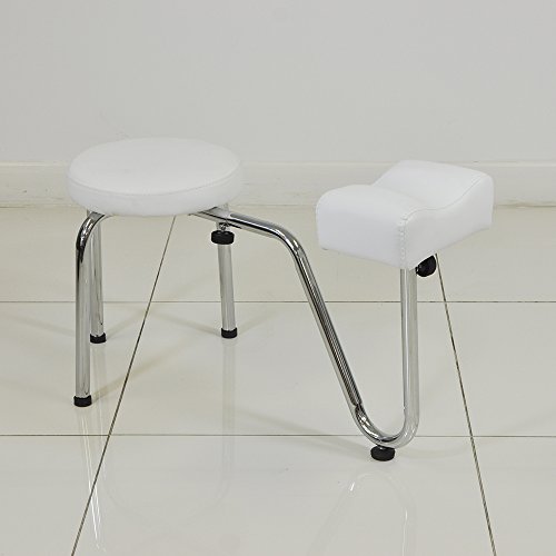 White salon pedicure stool with footrest Chair