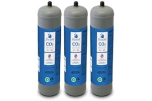 BELLEROFONTE Bouteille Co2 pour gazeur 600 g jetable raccord M11 x 1 pour distributeurs - gazeurs eau pétillante, récipient en acier N° 3 bouteilles