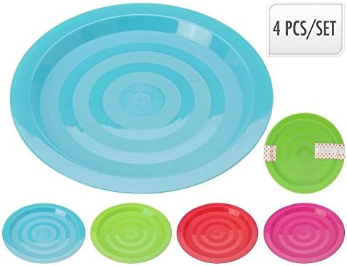 Set of 4, Multi Coloured Plastic Reusable 19cm Plates Picnic Kids Party BBQ Camping