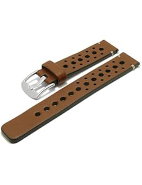 Meyhofer EASY-CLICK Uhrenarmband Drawa 22mm mittelbraun Leder Racing-Look helle Naht My2pasl0005