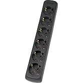 as - Schwabe 11712 6-Way Screw-in Multi Outlet, Black, Cordless, IP20 Indoor Use