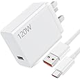 120W Fast Charger USB Plug with USB C Turbo Charging 6A Cable 1M for Xiaomi 14 13 12 13T 12T 12s Pro Lite Hypercharge Turbo Fast Wall Charger,Redmi Note K70 K60 K50 12 11 Pro Plus Black Shark 4 5 Poco
