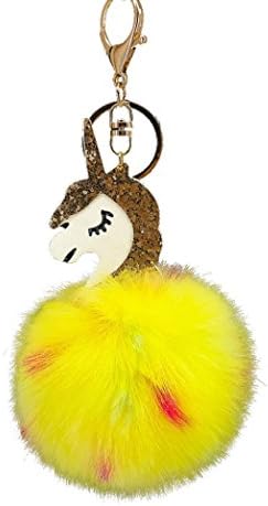 KEERADS Cute Fluffy Unicorn Pendant Key Chain Keyring Handbag Car Decoration Gift (G)