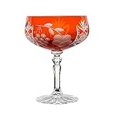 Material: Bleikristallglas Sektschale Cocktailschale Champagnerschale Traube 200 ml Orange Handgeschliffen Kristallglas