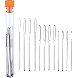 12 Pieces Blunt Needles Large-eye Needles Steel Knitting Needles Sewing Tools with Clear Bottle, 3 Sizes