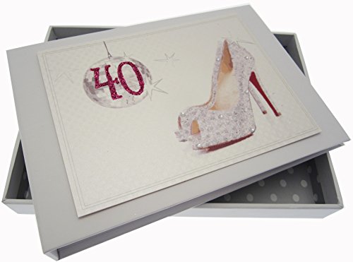 White Cotton Cards 40th Birthday Tiny Album Glitter Ball and Shoes