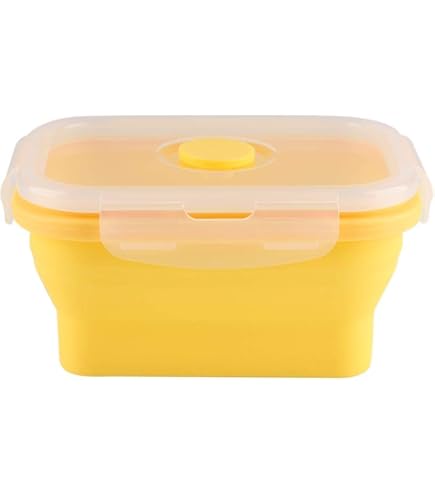 Food Grade Silicone Foldable Lunch Box, Portable Rectangular Food Storage Container(Green