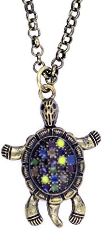 Lizzyoftheflowers - 3D bronze and enamel tortoise / turtle necklace, legs movable