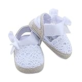 Bebé Prewalker Zapatos Auxma primeros pasos para bebé-niñas,Zapatos de flores de encaje,sandalias de bowknot para 0-6 6-12 12-18 meses (0-6 M, Blanco)