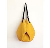  Bolso de bandolera para la mujer, bolsa de tela amarillo con cuero negro correa para el hombro, limited edition BBagdesign