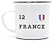 Produktbild France Fußball WM Fanfest Gruppen bedruckte Metalltasse Emaille Camping Tasse mit Spruch Motiv Trikot Frankreich, Größe: onesize,weiß/silber