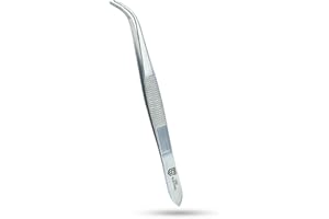 SMI 12,5 cm Pinzas Precisión Curvo Pinzas De Acero Inoxidable Pinza Bricolaje con Puntas Dentadas Para Multiusos