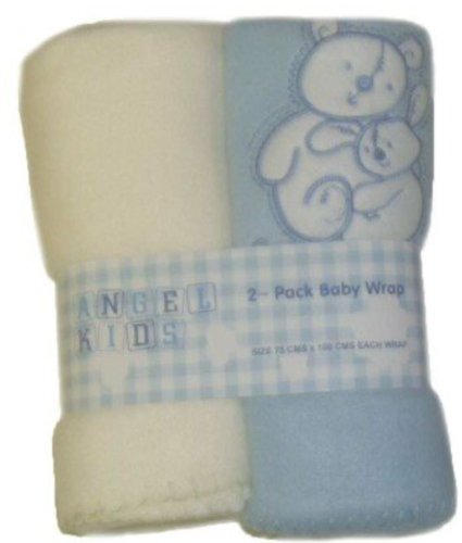 Angel Kids 2 Pack Baby Wrap Blue/Cream